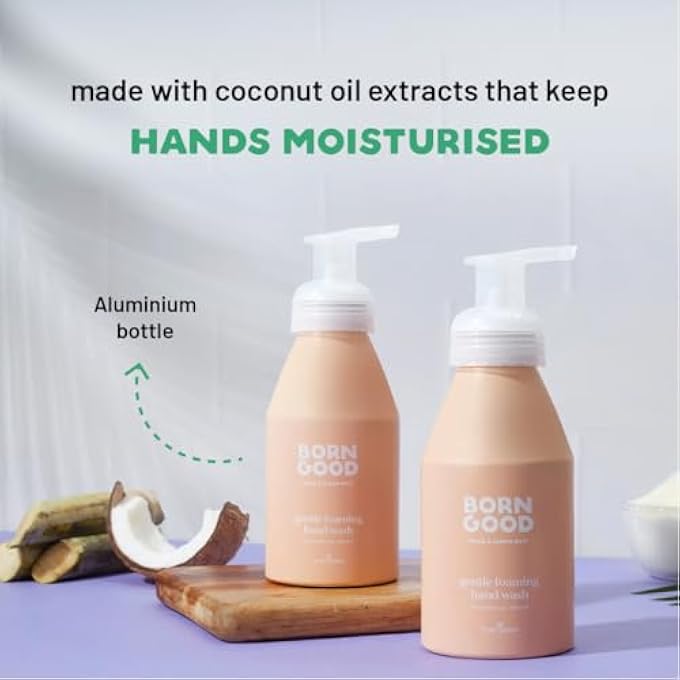 Born Good CONCENTRATED GENTLE FOAMING HAND WASH KIT, AROMATHERAPY INFUSED, BIOBASED, NON-TOXIC, FOR SENSITIVE SKIN, MYSTICAL ARABIAN OUDH SCENT, 50ML, PACK OF 2 REFILLS + 1 EMPTY ALUMINUM BOTTLE - Image 2